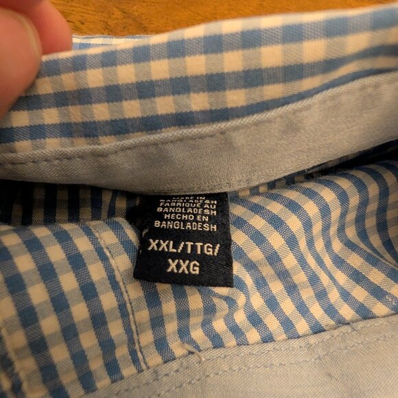 Men's XXL Izod Button Up Blue Checkered Shirt - Picture 4 of 6